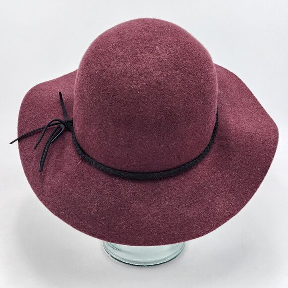 American Eagle Wool Red Braided Band Boho Floppy Hat - Picture 5 of 8